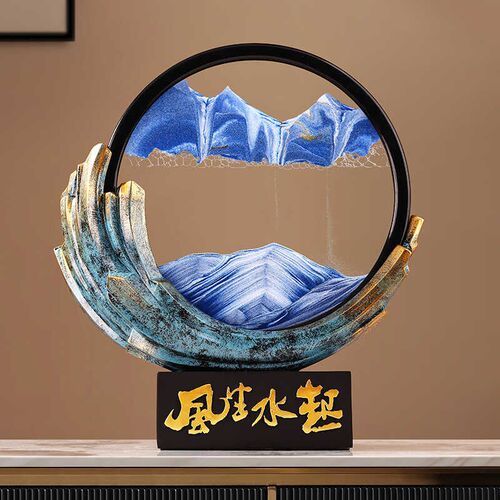 轻奢摆件风生水起流沙画摆件精致家居办公室装饰品礼盒装高端礼品