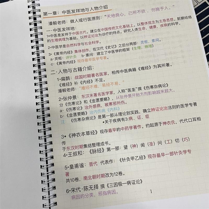 2025中医基础理论全彩印笔记铁圈装订