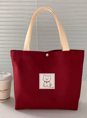 出门上班小拎包高级感杂物帆布包轻便小拎袋通勤包女大容量带饭包