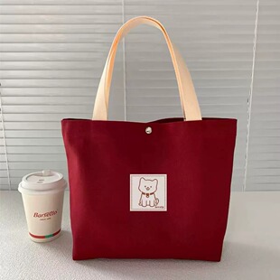 出门上班小拎包高级感杂物帆布包轻便小拎袋通勤包女大容量带饭包