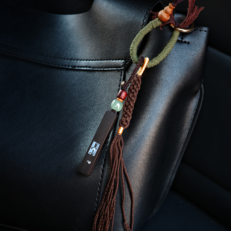 「见喜」贝壳黑檀木包挂编绳串珠高级感配件小包扣环挂件包配饰