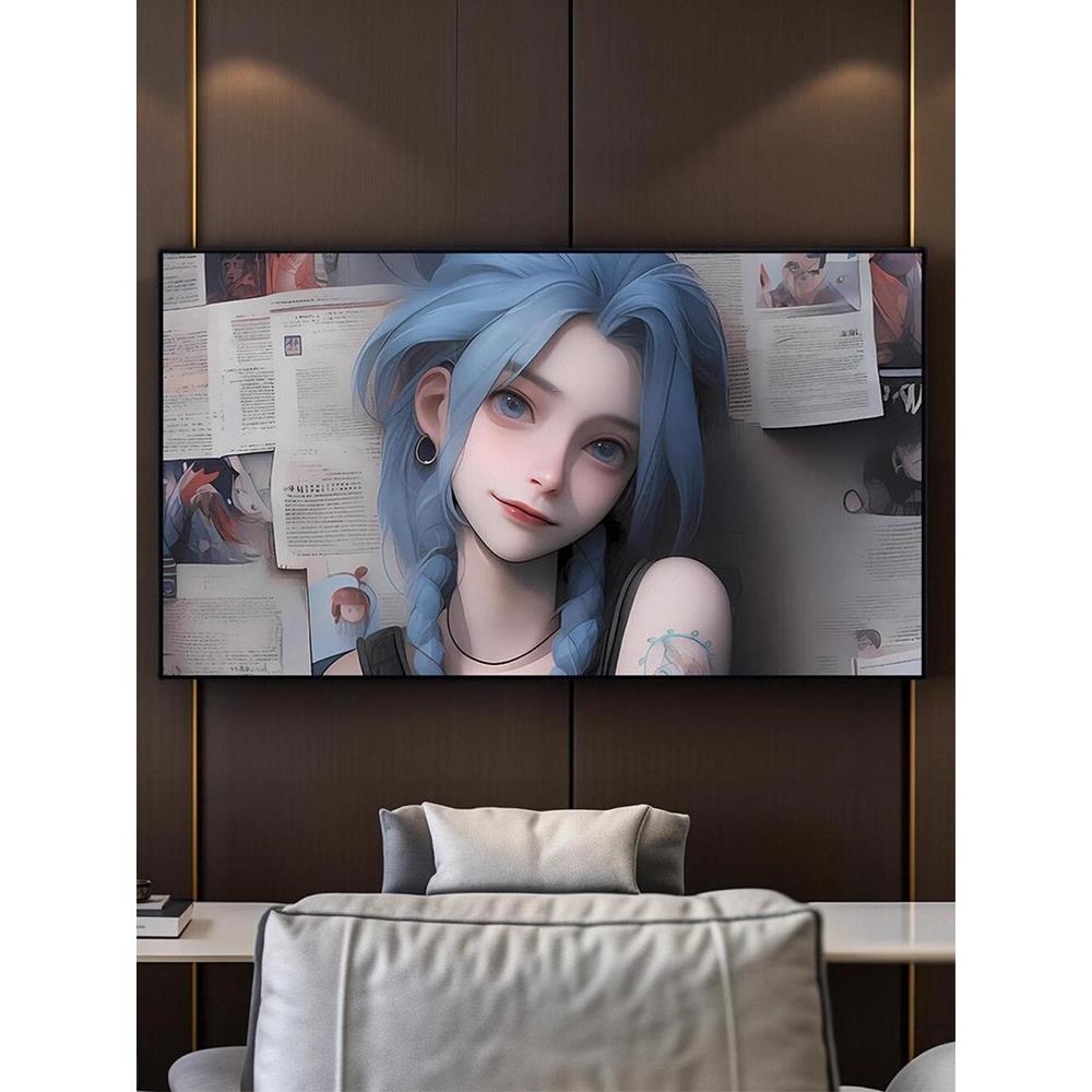 英雄联盟金克丝挂画萝莉可爱美女LOL游戏网咖装饰画电竞房间壁画