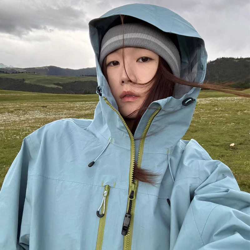 美式三防冲锋衣男春秋青少年户外防风防水登山服工装夹克连帽