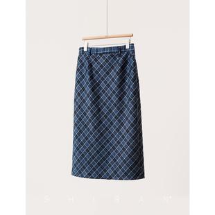 显瘦学院遮肉遮胯长款 韩系时尚 格纹半身裙 微胖MM24年秋季 时然大码