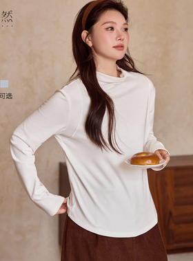 时然大码微胖MM2025年冬新款半高领加绒内衣保暖抓绒打底衫女冬款