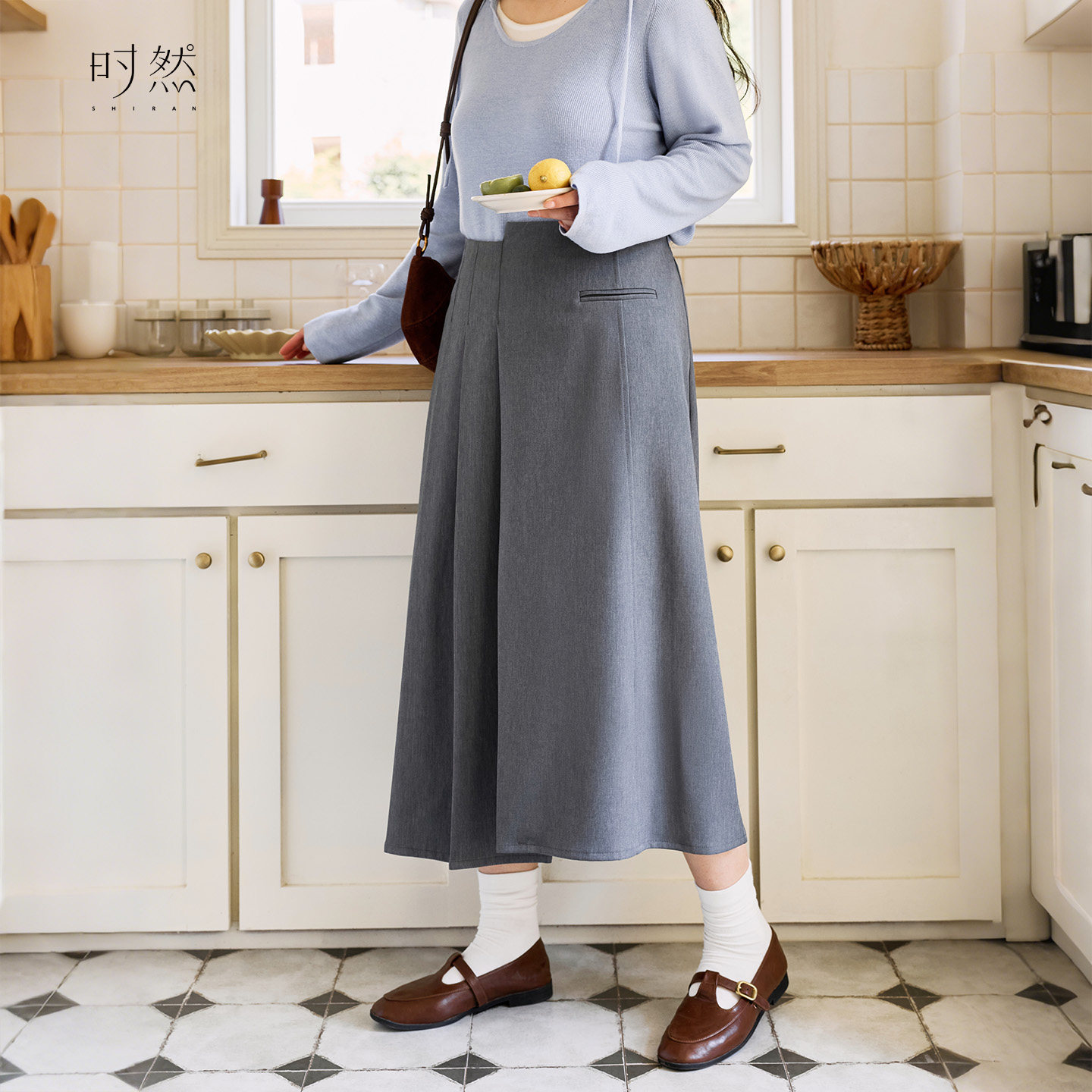 韩系简约百搭实穿显瘦百褶半身裙