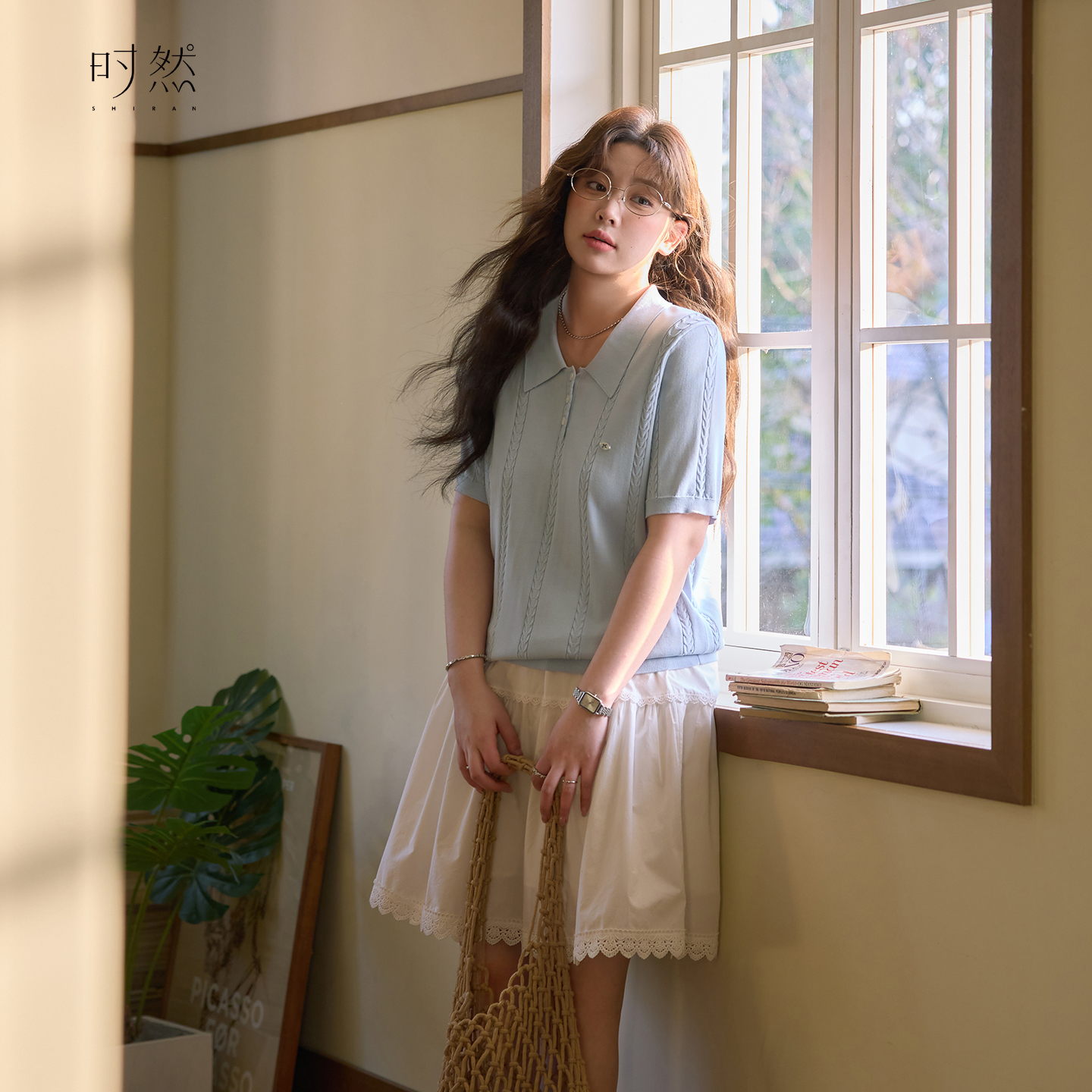 时然【雾蓝诗语】polo领针织衫