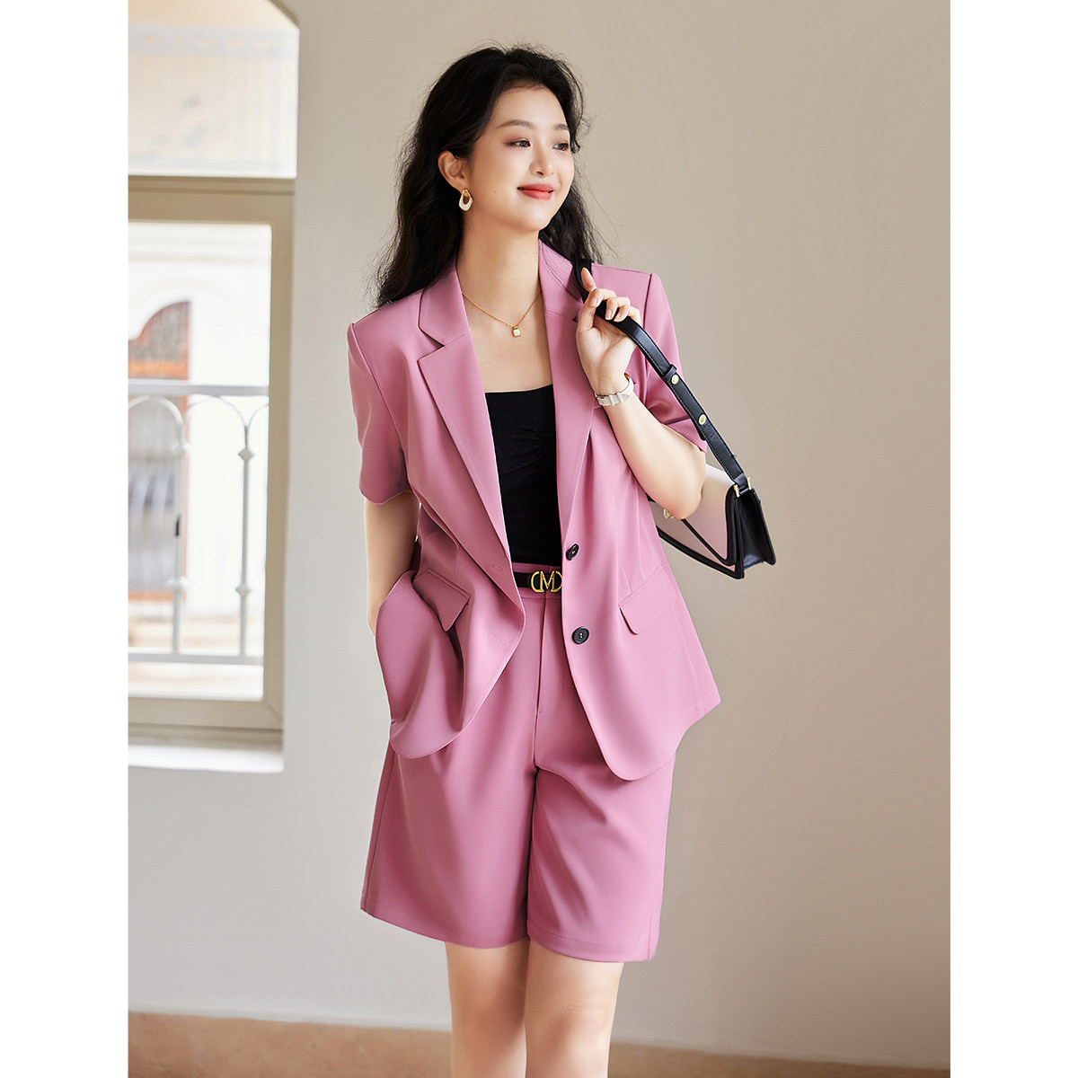 时然大码女装气质西装短裤套装女夏季微胖MM正肩显瘦高级感两件套,女装/女士精品,大码套装,淘宝优惠券,粉丝福利购,淘宝优惠卷