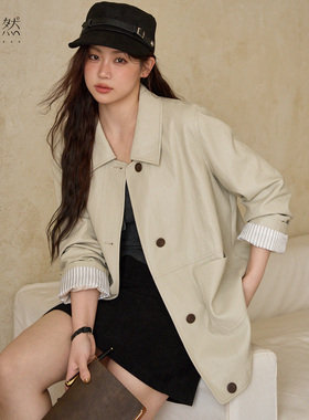 时然大码女装皮衣夹克外套25秋冬新款微胖MM宽松显瘦休闲通勤上衣