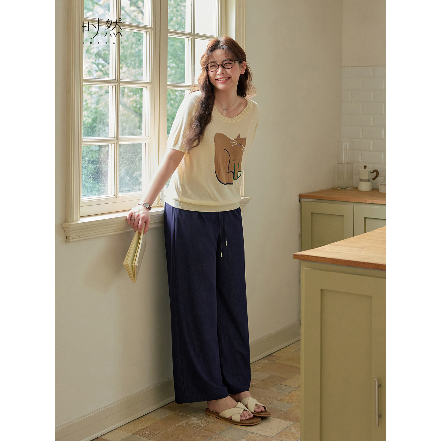 时然大码微胖MM25年夏季时尚显瘦百搭遮肉印花窄版直筒垂感休闲裤,女装/女士精品,大码内搭,淘宝优惠券,粉丝福利购,淘宝优惠卷