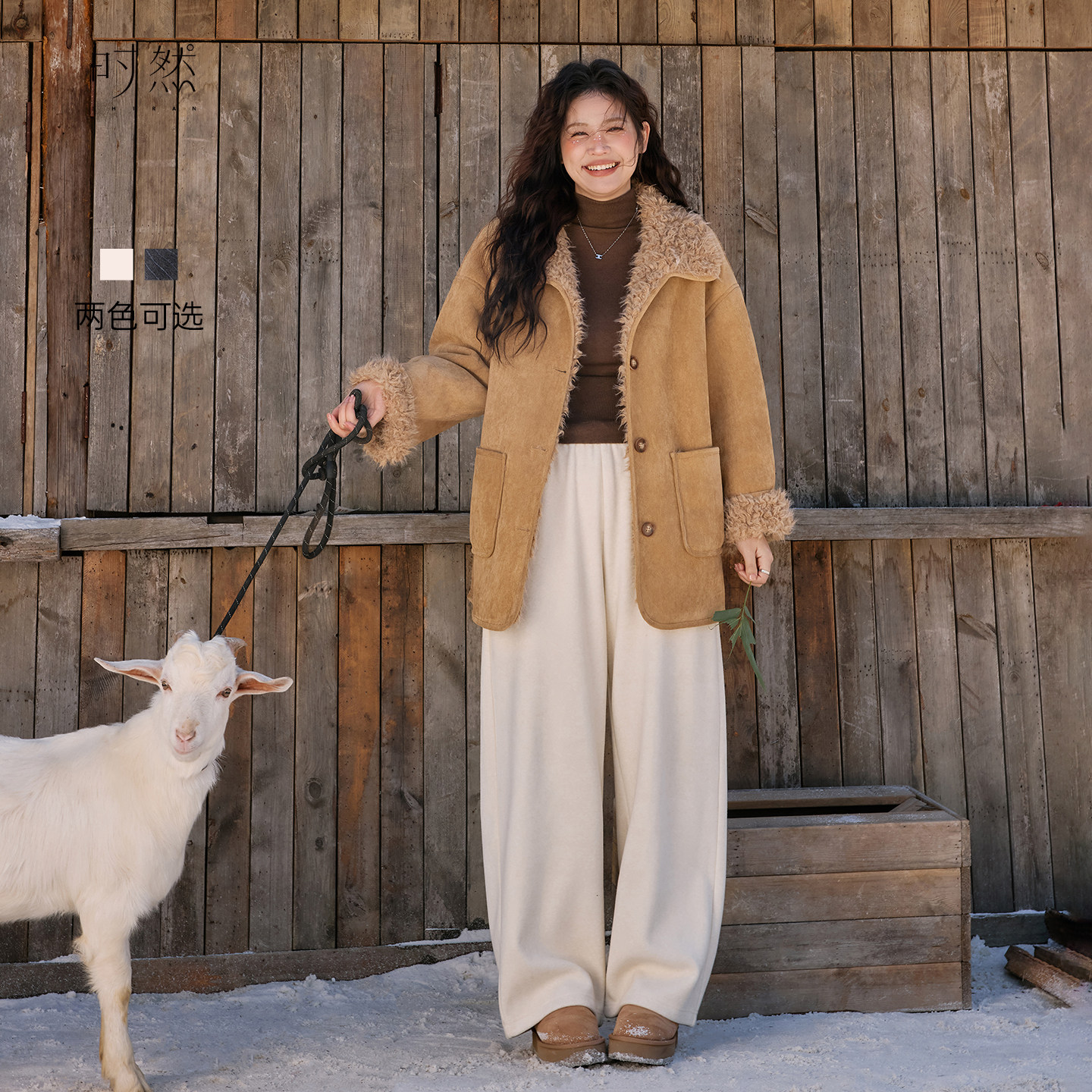 时然大码加绒休闲裤阔腿裤