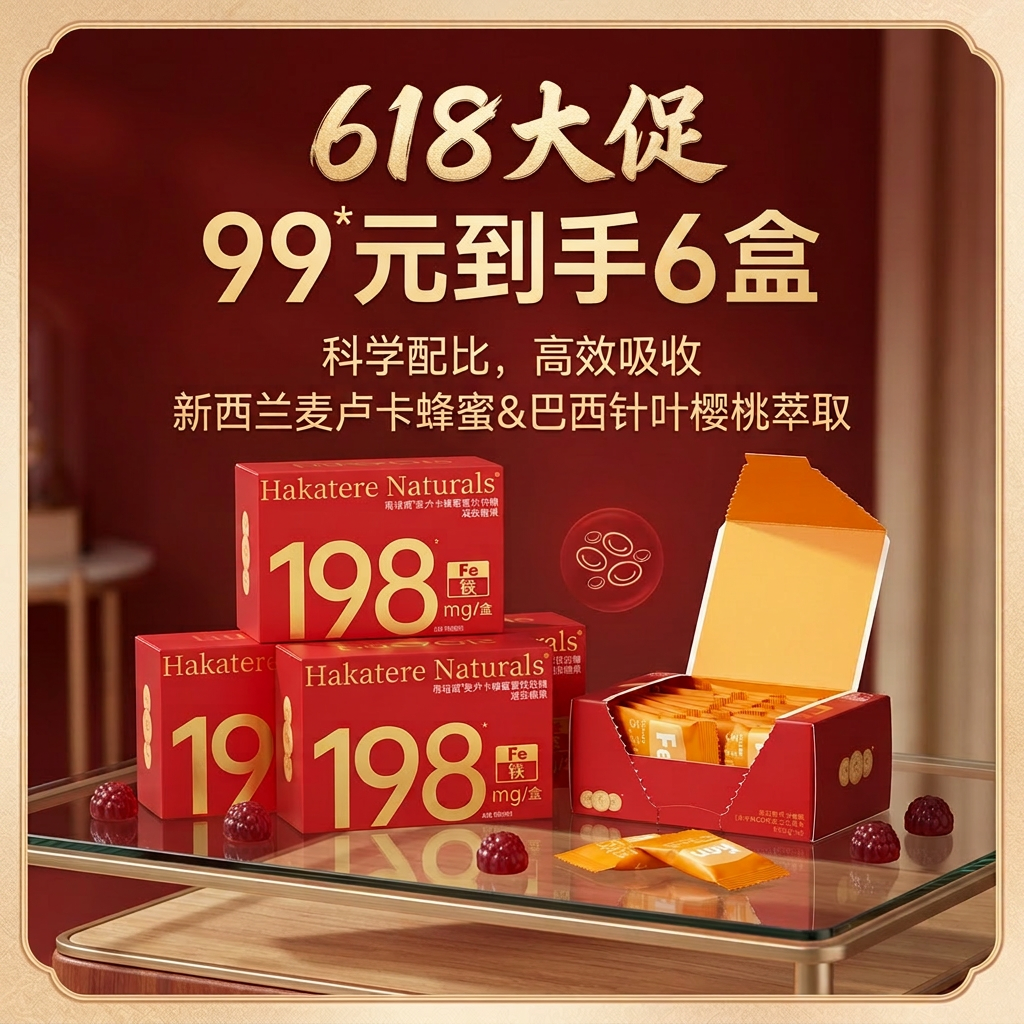 【临期特价6盒装】荷塔威麦卢卡蜂蜜富铁软糖独立包装共360粒