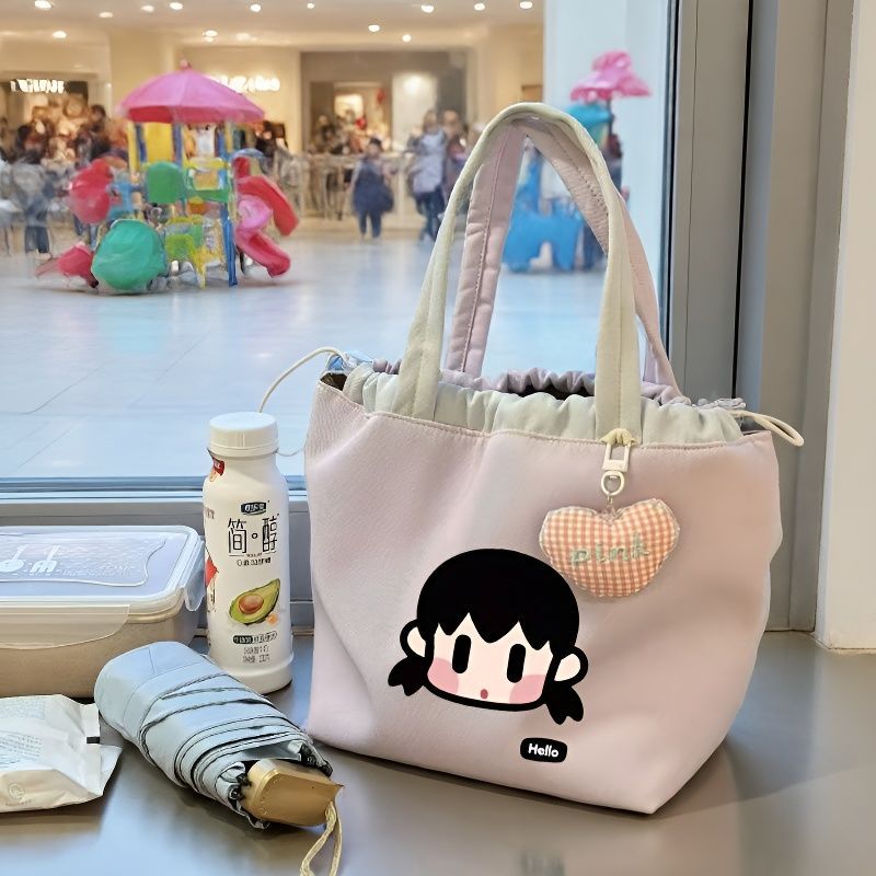 新款可爱手提包百搭简约通勤小拎包便当饭盒包高颜值小富婆手提袋