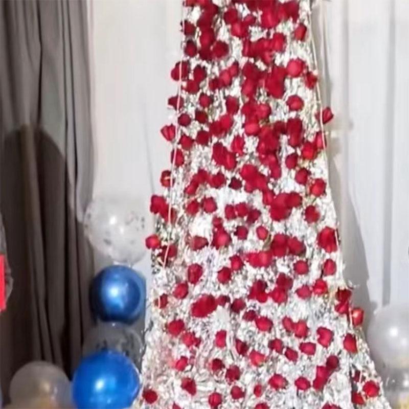 冰川玫瑰花瀑布锡纸婚礼庆典生日派对拍照橱窗褶皱贴背景墙用铝箔
