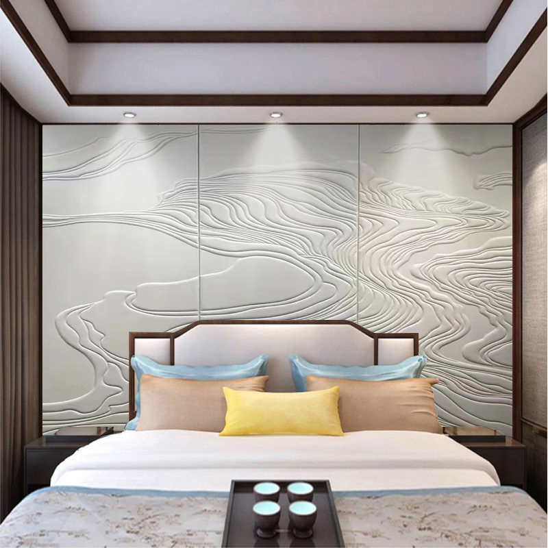 皮雕背景墙电视浮雕硬包背景墙轻奢沙发客厅床头软包中式画护墙板