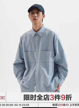 BUTTBILL 复古口袋衬衣长袖衬衫男工装日系外套上衣宽松春季新款