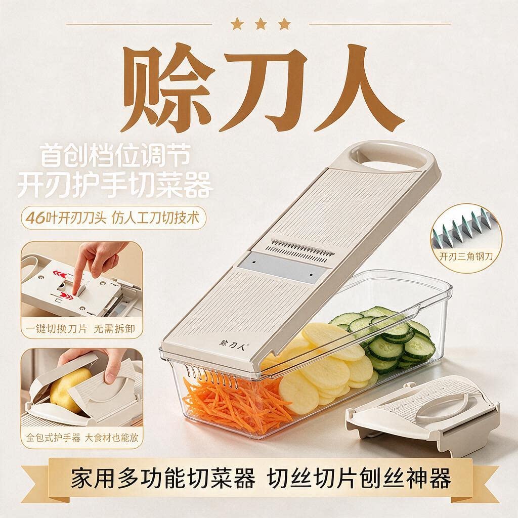 【赊刀人】多功能切菜神器不伤手免换刀片家用切丁切丝土豆丝