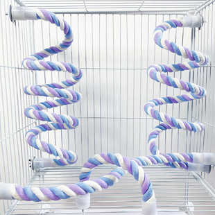 可造型鹦鹉棉绳站杆旋转攀爬绳索爬梯站杆秋千玩具站架鸟笼用品