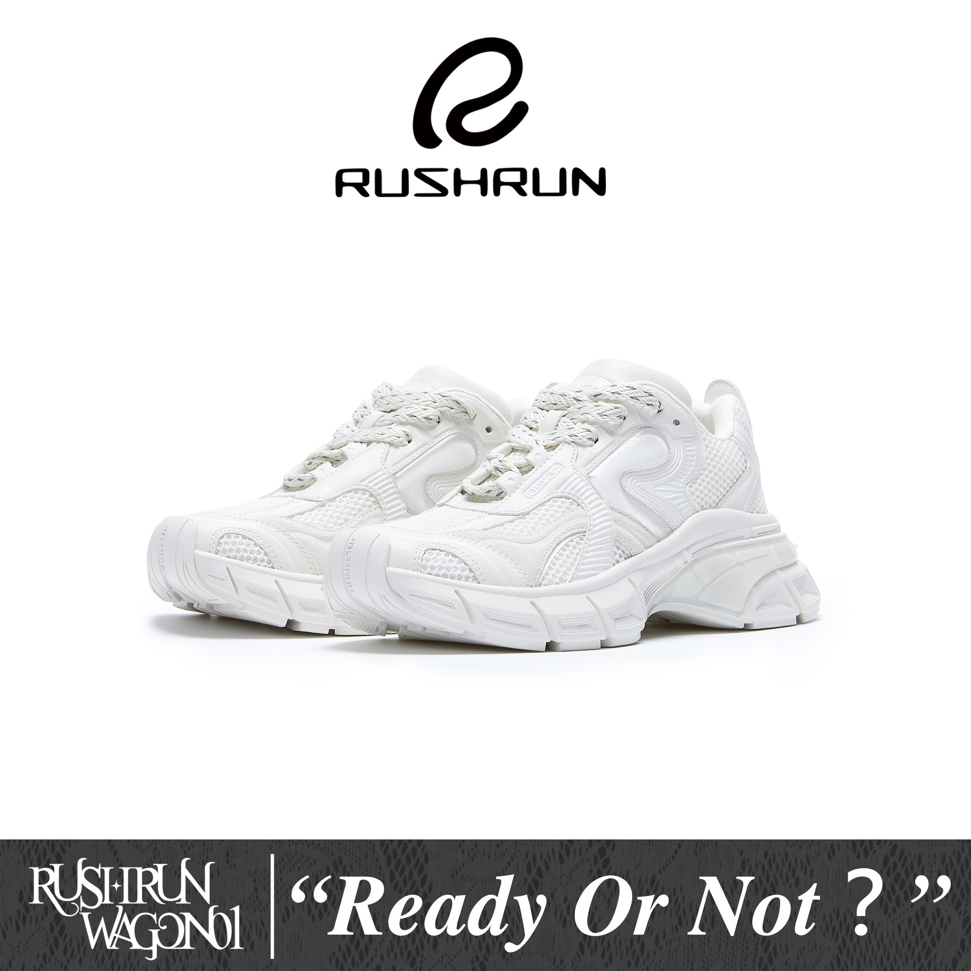 【丁程鑫同款】RUSHRUN WAGON01白色户外运动休闲增高跑鞋篮球鞋