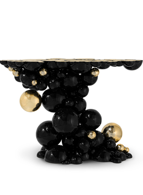 BocadoLobo意式轻奢气泡玄关极简入户不锈钢玄关台黑色金属装饰桌