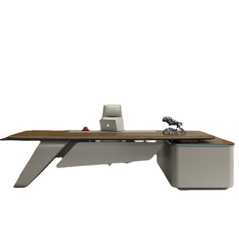 办公桌老板桌椅组合简约漆u代轻长高级感女老板董事奢领导烤现家