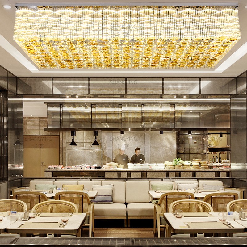 酒晶大堂水晶g灯售楼部沙盘吊灯方墅婚宴厅水店别形石头工程灯