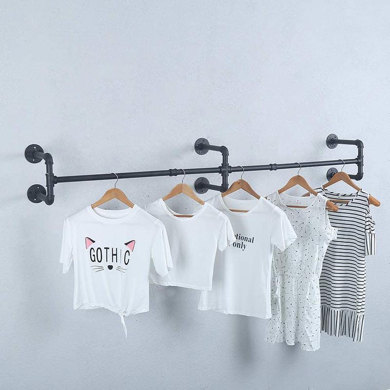 工业风水管挂衣QBH-FZZS架壁铁艺上墙服装店装展架示子挂服架