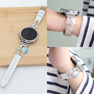 适用华为手表watch gt6/5/4可爱猫咪拼皮表带fit3/4/4pro个性腕带