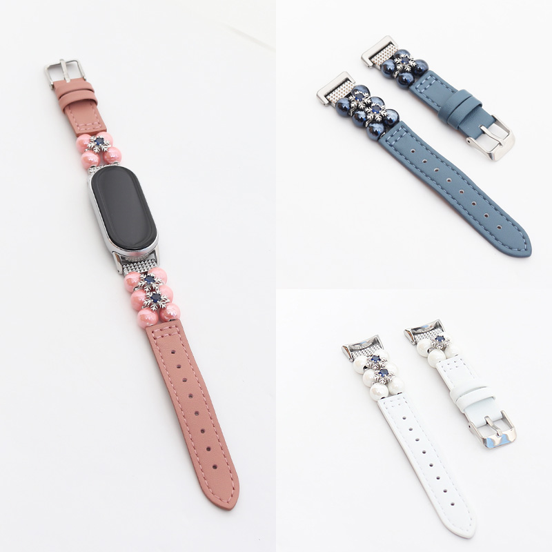 适用小米手环10/9/8 nfc锆石拼皮表带9pro/8pro原创陶瓷时尚腕带