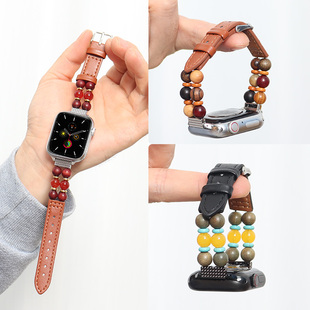 适用华为watch fit4/3/2/1原创文玩手表带4pro檀木拼皮新中式腕带