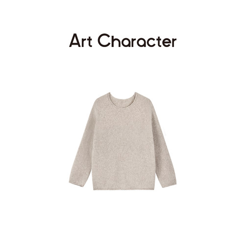 ART CHARACTER/艺符 100羊毛圆领宽松针织衫毛衣女秋冬