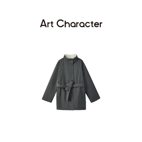 ART CHARACTER/艺符长款风衣式羽绒服--落苏