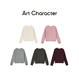 羊毛针织衫 艺符无缝一体100羊毛圆领长袖 女毛衣 CHARACTER ART