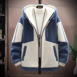 2023羊羔绒外套男装 衣服 秋冬季 宽松夹棉加厚夹克200斤也可以穿