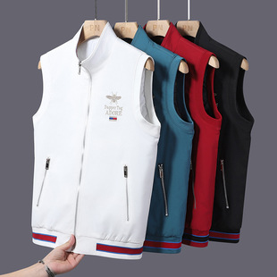 品质男装2024新款秋冬季休闲时尚马甲工作服刺绣蜜蜂保暖外穿加厚