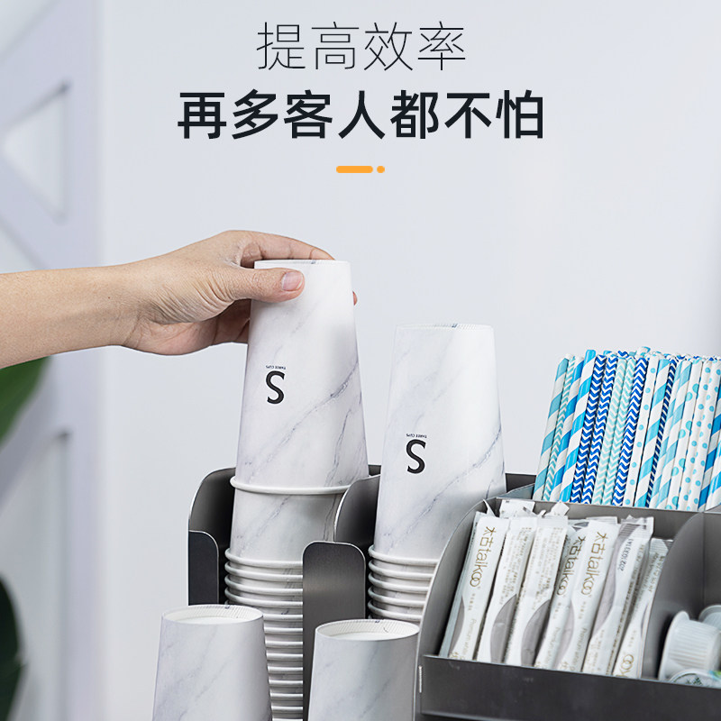果纳纸杯架展示架电影院吧台取餐区一次性餐具用品不锈钢收纳套装