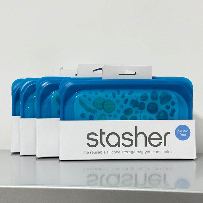 stasher 硅胶袋保鲜袋低温慢煮食品袋储藏袋水果便携密封袋蓝莓色