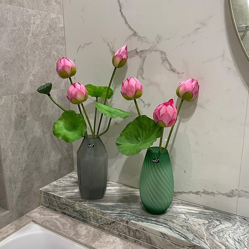 精选wo+仿真莲花单支大朵荷花新中式假花摆件拍照道具瓶插花客厅