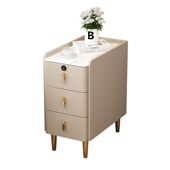 超窄小型实木床头柜简约现代家用卧室小户型智能岩板三抽屉床边柜