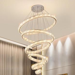 别墅客厅大吊灯挑空复式楼吊灯现代轻奢水晶吊灯loft公寓楼梯吊灯