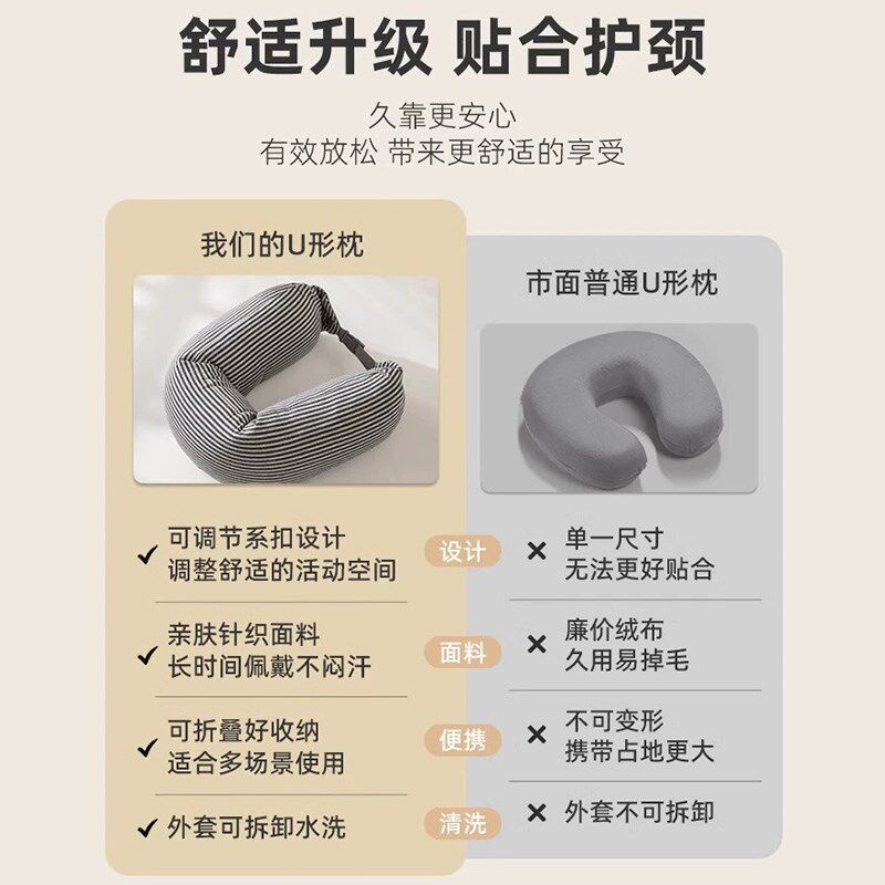 微纳米粒子U形护颈枕睡觉飞机办公室午睡脖子靠枕坐车旅行小枕头