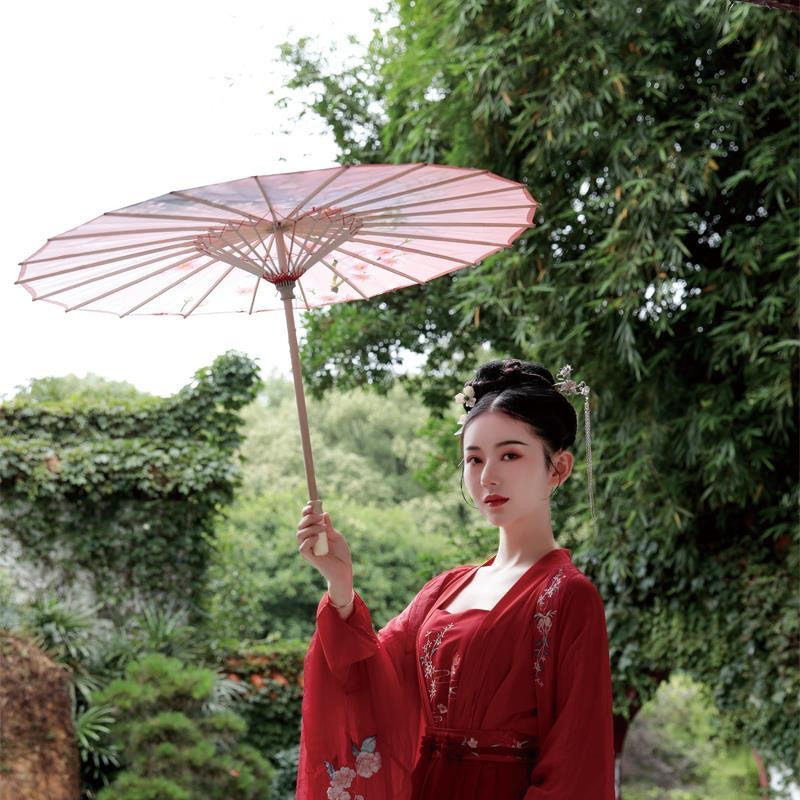 古典江南青花瓷油纸伞道具舞蹈伞演出走秀汉服绸布雨伞装饰古风女