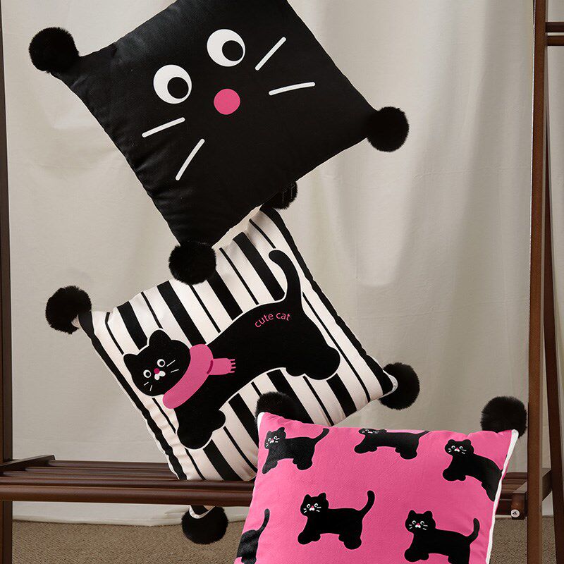 猫猫系列沙发客厅抱枕被子二合一奶油风卡通车用被子两用折叠毯子