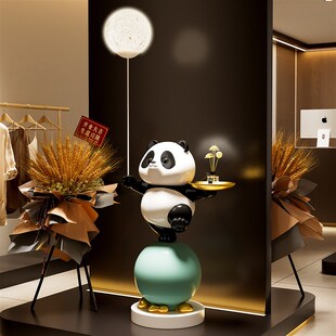 精选熊猫大型落地摆件客厅儿童房装饰灯电视柜沙发旁公仔乔迁新居