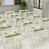 学生美术课桌椅双层课桌椅辅导班桌培训桌书法绘画桌校园双人书桌