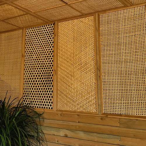 竹席装修镂空竹编民宿饭店休闲农场悬吊式天花板隔断覆古装饰材料
