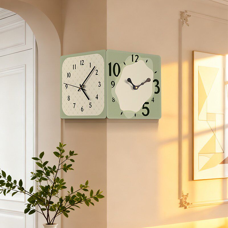 双面转角挂钟客厅拐角电子时钟2026新款高级感两面挂墙创意钟表