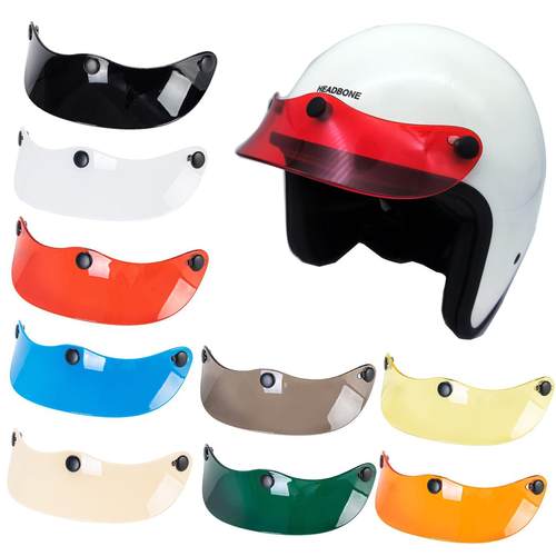 覆古安全帽三扣式帽簷 机车安全帽半盔通用遮阳板机车四分三盔帽