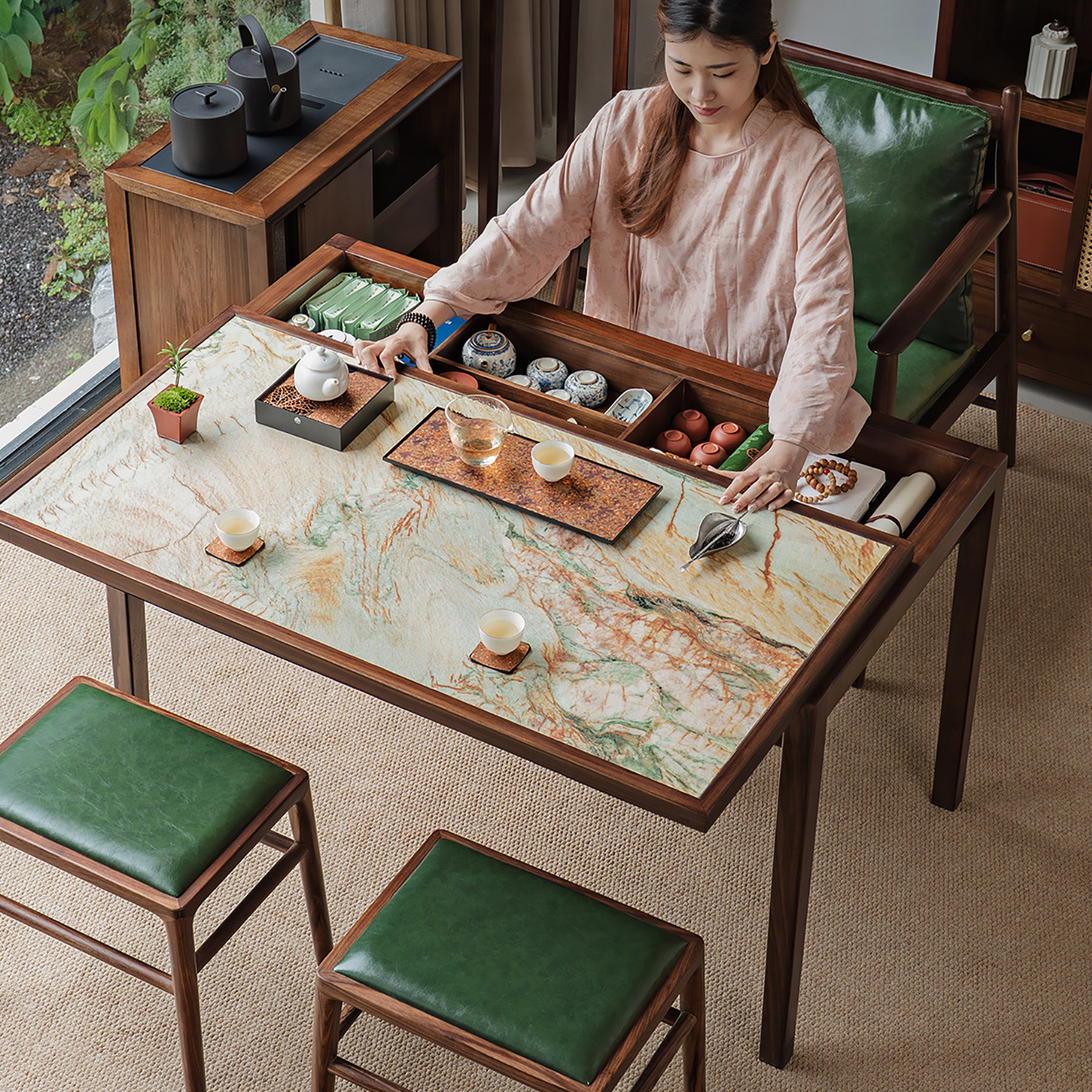 实木茶桌，耐用又大气图片