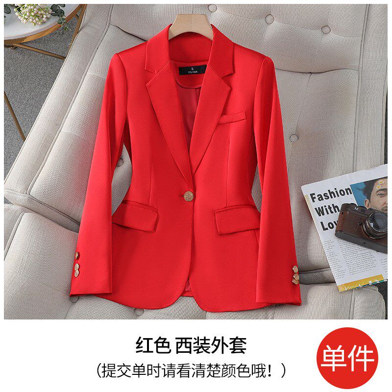 醋酸西装外套女春秋高级感气质职业装小个子时尚T休闲女士西服上